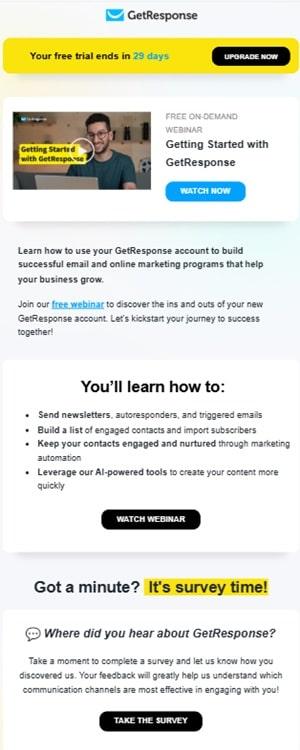 GetResponse free trial email